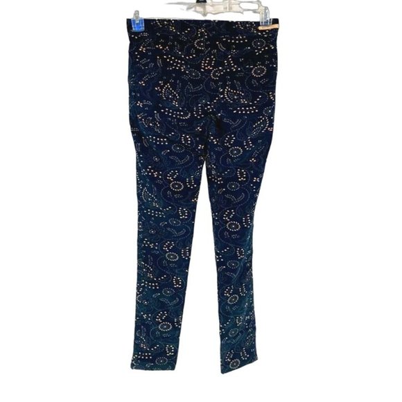 Anthro Pilcro Paisley Print Navy Blue Corduroy Skinny Jeans Serif Fit Size 27 - Picture 5 of 11